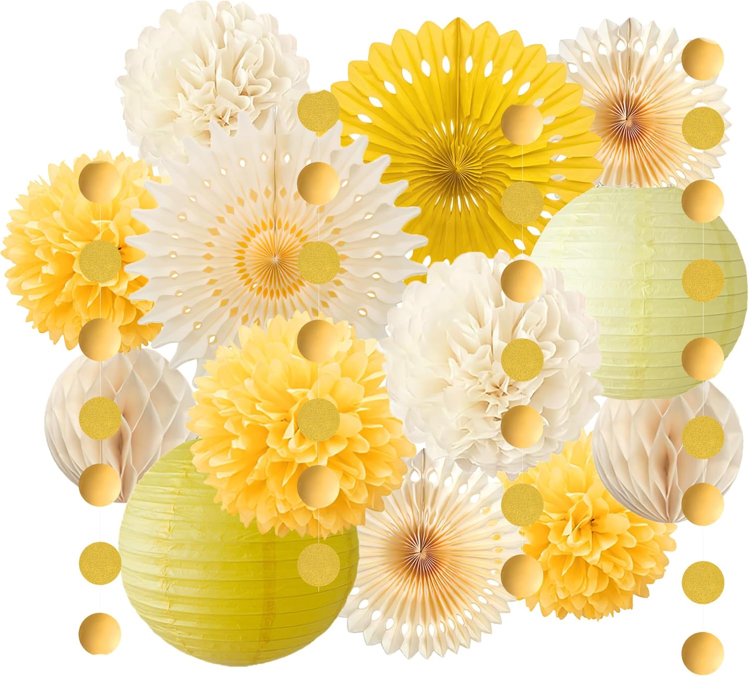 Baby Products Lotion - Decoraciones de fiesta amarillas, abanicos de